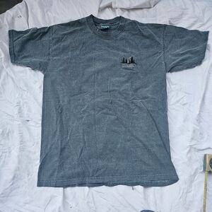 Vintage  Maine Acadia Nation Park Grey Blue Embroidered Shirt  Men’s Large